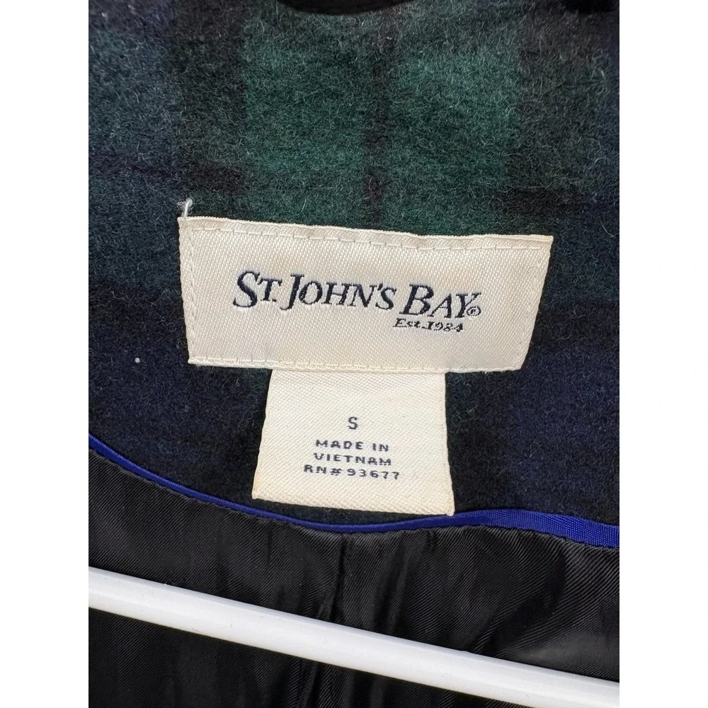 St.‎ John's Bay Women's Plaid Peacoat Preppy Academia Y2K Wool Blend Outerwear S